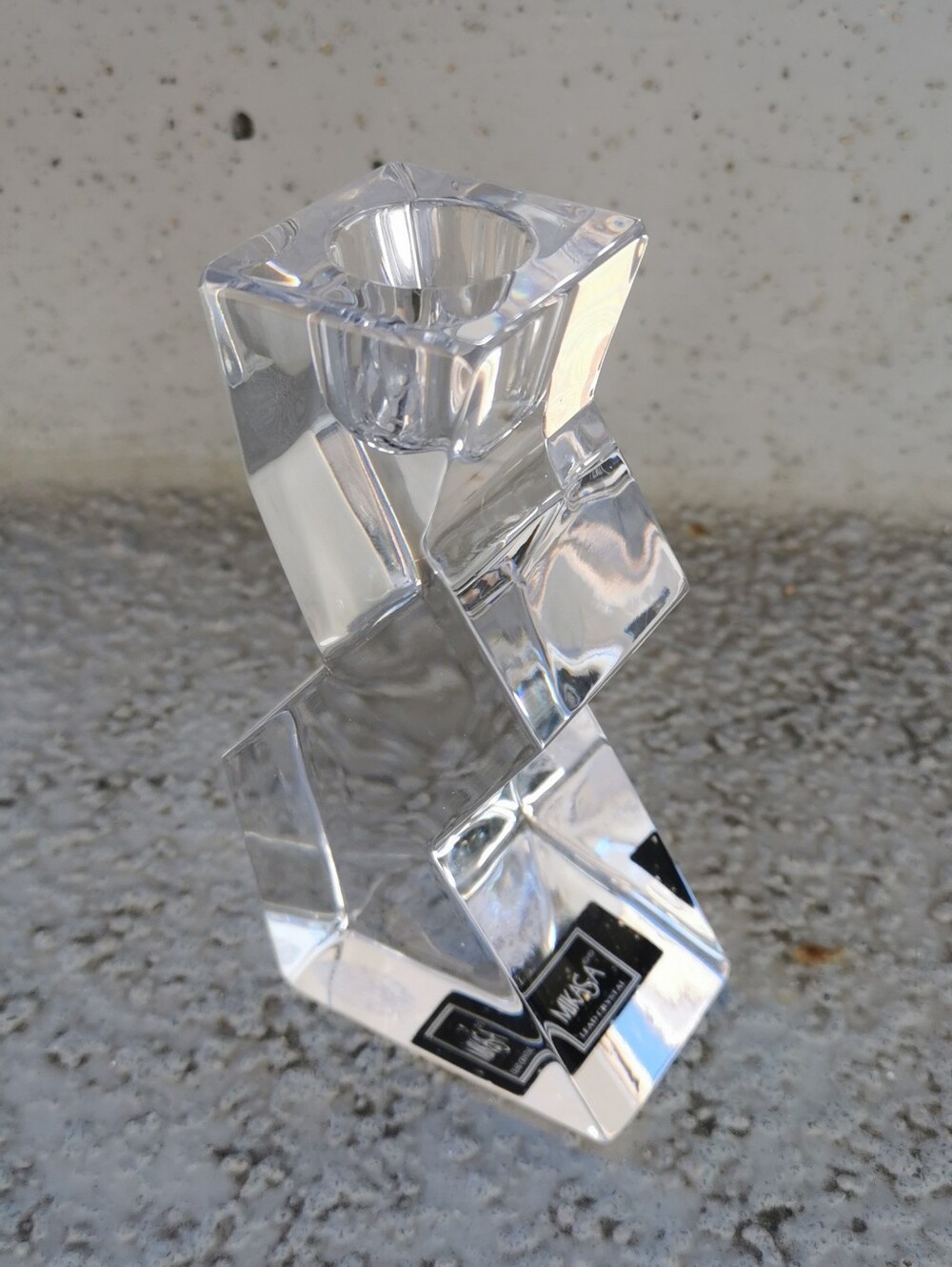 Vintage Mikasa Enigma Lead Crystal Candlestick Holder